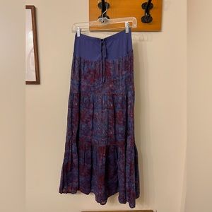 Vintage Free People tiered convertible maxi skirt in tie-dye purple, size XS